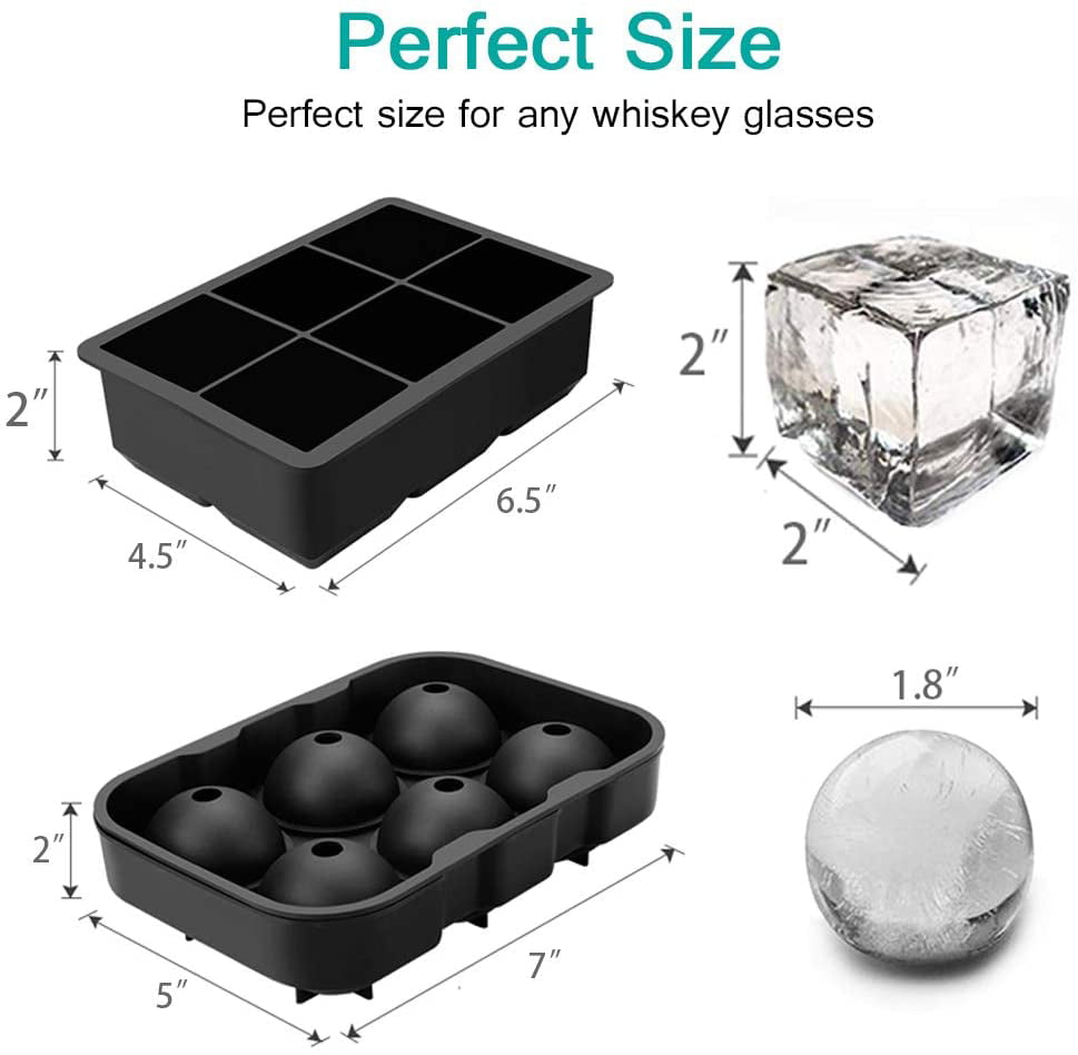 Ice Cube Tray, AiBast Ice Trays for Freezer With Lid, 3 Pack Silicone Large  Round Ice Cube Tray, Sphere Square Honeycomb Ice Trays for Whiskey With