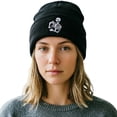 thumbnail image 4 of SYMOID Embroidered Skeleton Cuffed Knit Beanie - Unisex Winter Hat for Men Women, Black Hats,Size Free Size, 4 of 6