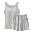 thumbnail image 1 of Lixiuxyad Women Spring And Summer Casual Solid Color Padded Tank Top Shorts Set Home Pajamas Set Gray, 1 of 4