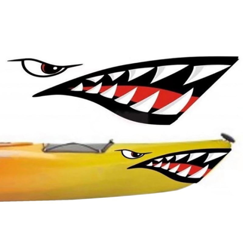 2x Waterproof Car Boat Kayak Shark Decal Funny Stickers Graphics Accessories 