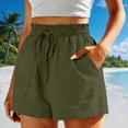 thumbnail image 2 of SBYOJLPB Shorts for Fashion Women Casual High Waist Linen Loose Pocket Straight Solid Short Pants, 2 of 6