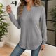 thumbnail image 1 of MHFRRA Camiseta de Manga Larga con Cuello En V para Mujer, Informal, de Rayas Suaves y Cepilladas, para Uso Diario, Cómoda, Elástica y Básica. Gris, 1 of 4