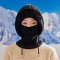 thumbnail image 4 of LIZUOJUN Women's Winter Knit Balaclava Women Face Mask 3 in 1 Neck Hood Scarf Thermal Windproof Hat for Cycling & Outdoor Activities Black A, 4 of 4