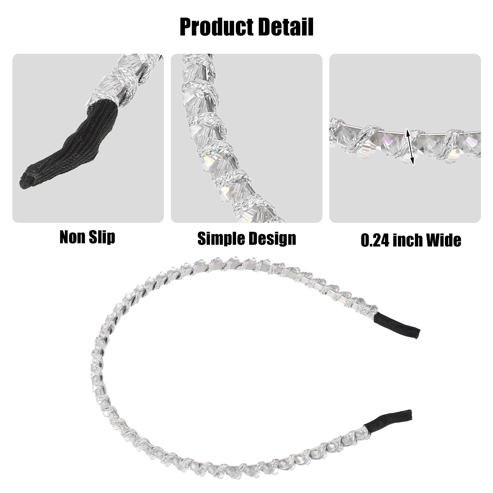 Unique Bargains Rhinestone Embellished Headband, White
