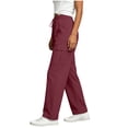 thumbnail image 5 of Abomasnow Women's Cotton and Linen Cargo Pants Elastic High Waist Drawstring Wide Leg Pants Casual Workwear Joggers Pants with Pockets, 5 of 8
