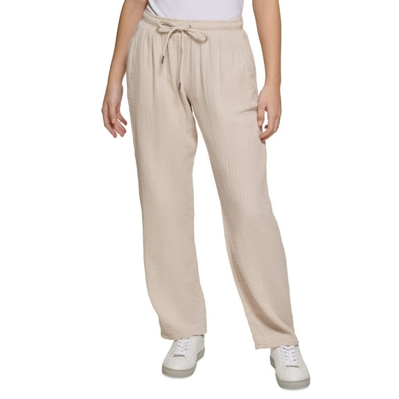 Calvin Klein Jeans Petite Cotton Crepe Straight Fit Pants Birch PXL