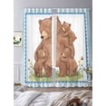 thumbnail image 3 of Brown Bears Sheer Curtains 2 Panels Set Yellow Flower Bee Blue Border Striped Animal Sheer Window Curtains Light Filtering Rod Pocket Voile Drapes for Bedroom Living Room 52"X96", 3 of 9