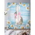 thumbnail image 2 of Blue Easter Bunny Sheer Curtains 108 Inch Length 2 Panels Set, Spring Daisy Modern Ombre Striped Voile Window Treatment Semi Sheer Long Curtains Drapes for Bedroom/Living Room/Kitchen 52"x108"x2, 2 of 7
