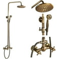 thumbnail image 3 of Shower Mixer Taps Bathroom Shower System Antique Brass Rainfall Shower Head Handheld Shower Mixer Taps Bath Shower Set, 3 of 13