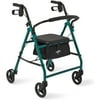 Medline Steel Rollator Walker, Folding Rolling Walker, 350 lb. Weight Capacity, 6" Wheels, Green