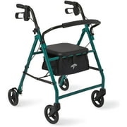 Medline Steel Rollator Walker, Folding Rolling Walker, 350 lb. Weight Capacity, 6" Wheels, Green