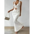 thumbnail image 5 of Women'S Two Piece Outfits Twist Front Halter Tops and Skirt Summer Set White XS, 5 of 9