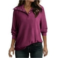 thumbnail image 2 of Oversized Sweatshirt for Women, Women Sweatshirt Zip Up Hoodie Fall Fashion Long Sleeve Jackets Winter Clothing Outfits, Purple M, 2 of 9