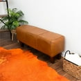 thumbnail image 4 of Allora Banc Rembourré en Cuir Véritable de Style Mi-Siècle Moderne, Couleur Beige, 4 of 6