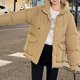 thumbnail image 4 of Chaqueta de plumón de algodón con capucha y manga larga para mujer, informal, con bolsillos grandes, borlas, gruesa y holgada, de gran tamaño., 4 of 8