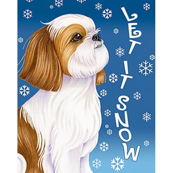 Shih Tzu Brown - Best of Breed Let It Snow House Flag