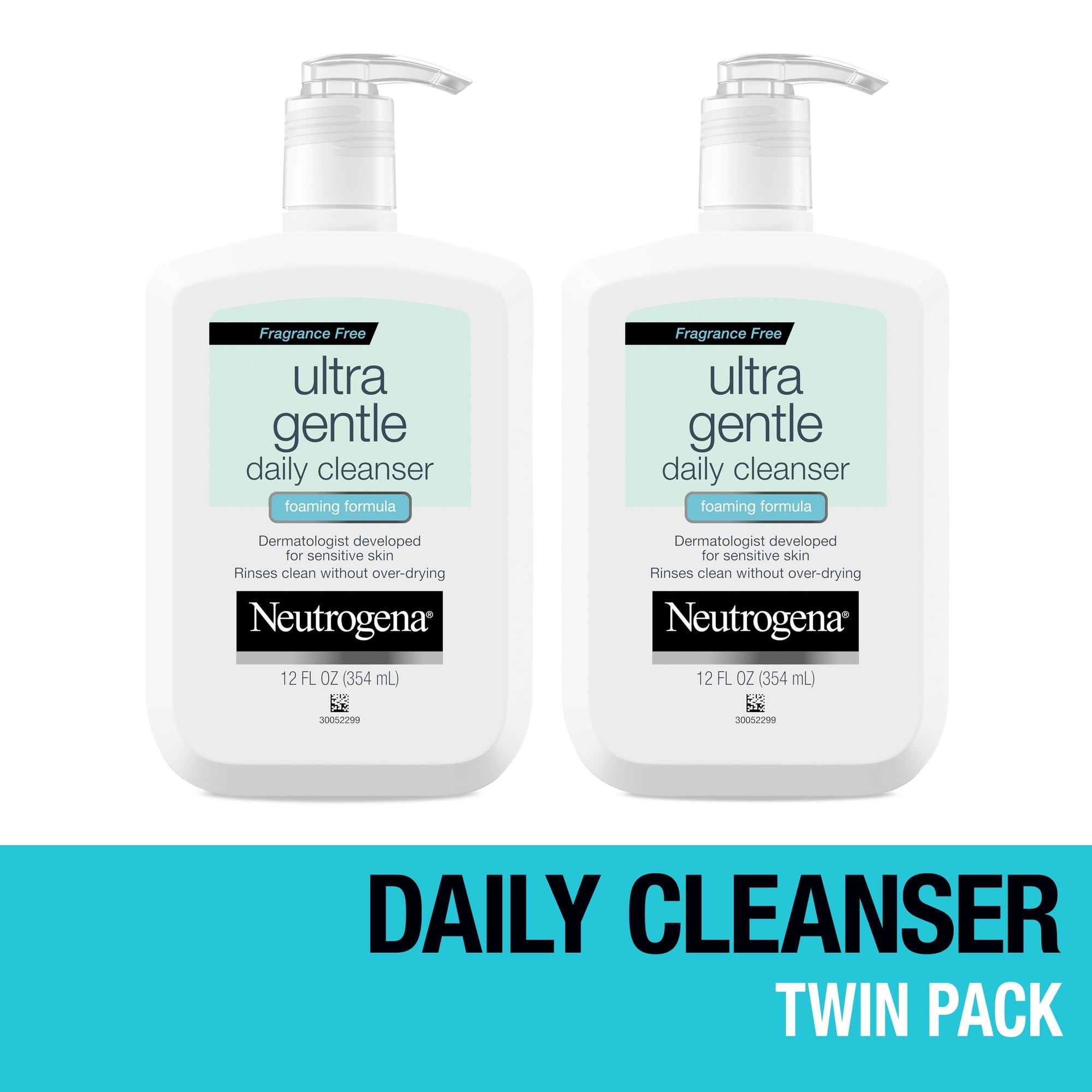 (2 pack) Neutrogena Ultra Gentle Foaming Facial Cleanser, Daily Face Wash, 12 fl. oz