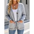 thumbnail image 4 of Honganda Women's V-Neck Knit Cardigan Contrast Color Long Sleeve Pockets Button-front Closure Sweaters, 4 of 8