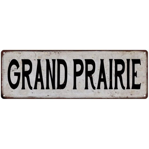 GRAND PRAIRIE Vintage Look Rustic Metal 8x24 Sign City State 108240041363