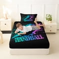 thumbnail image 4 of Castle Fairy Sport Handball Twin Sheets 3pcs, Gradient Graffiti Splash Bedding, Black Teal Pink,1 Fitted Sheet, 1 Flat Sheet and 1 Pillowcase, 4 of 6