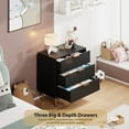 thumbnail image 5 of Luku Fluted 3 Drawer Dresser for Bedroom, Modern Nightstand with Deep Drawers, Chest of Drawers with Wide Top, Wooden Dresser Organizer, Side Table for Living Room, Hallway, Kids Room, 5 of 9