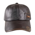 thumbnail image 4 of MEICHEN Solid Color Patchwork Leather Baseball Cap for Men Winter Thick Adjustable Warm Dad Hat Mens Trucker Hat, 4 of 9