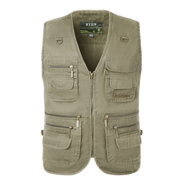 Chaleco vaquero para hombres de mediana edad y mayores, 16 bolsillos, talla extra grande, chaleco de algodón 7XL, cintura de 4 pies