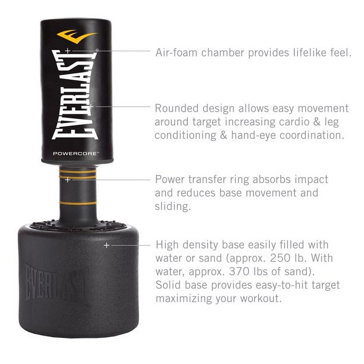 Everlast, Powercore Heavy Boxing Punch Bag, Black 30Kg