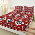 thumbnail image 3 of Manfei Boho Hippie Aztec Bed Sheets, Retro Geometric Abstract King Sheets, Tribal Western Style Sheet Set, Luxury Bedroom Decor, 4-Piece, 3 of 7
