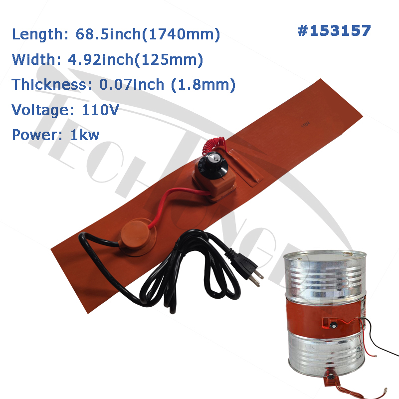 110V Oil Tank Drum Barrel Band Heater Rubber Heater Multilength Available 1740*125mm Walmart