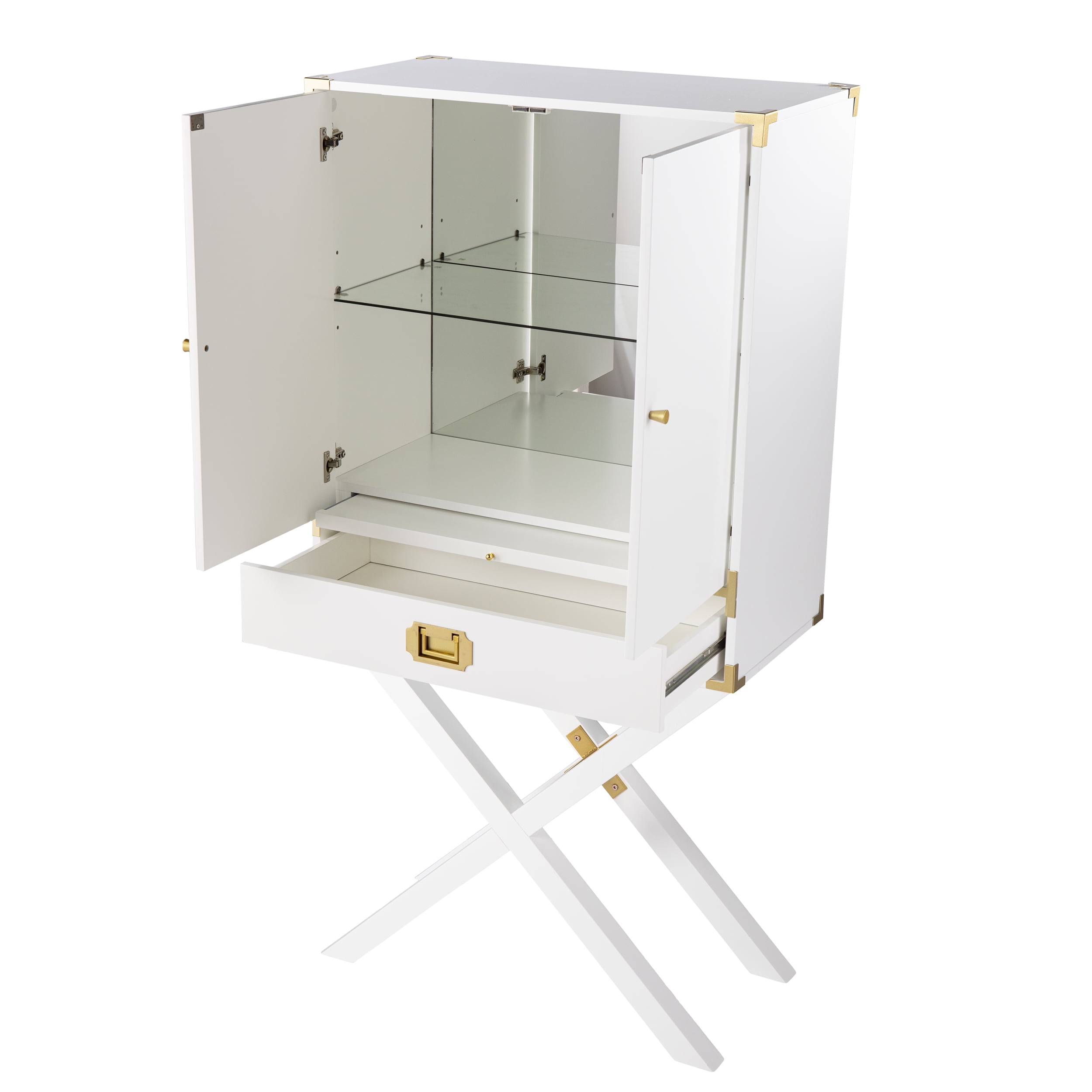 Transitional Bar Cabinet with Storage in White Liberia Ubuy