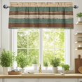 thumbnail image 2 of Retro Valances for Windows, 60 x 18in, Brown Green Striped Antique Wood Background Rod Pocket Kitchen Valance Curtain Light Filtering Window Treatments for Living Room Bedroom, 1 Panel, 2 of 7