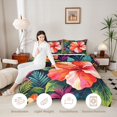 thumbnail image 4 of Manfei Boho Flowers Full Size Comforter Sets 3-Piece,Hawaiian Tropical Botanical Bedding Comforter Set,1 Comforter and 2 Pillowcases,Reversible, 4 of 6