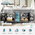 thumbnail image 4 of Merluxy 60″ Bathroom Vanity with Sink Combo, Modern Double Sink Vanity, Solid Wood with 3 Storage Drawers & Adjustable Shelves, Grey, 4 of 8