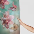 thumbnail image 3 of Chilfamy  Floral Shower Curtain, Orchid Flower Butterfly Soft Fresh Spring Nature Theme Art Photo, Cloth Fabric Bathroom Decor Set with Hooks, Jade Green Pale Pink White, 3 of 7