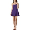 thumbnail image 1 of INSPIRE CHIC Robe pour Femme Décolleté Cœur Sans Bretelles Fermeture Éclair Apparente Mini Robe Évasée S Violet, 1 of 6