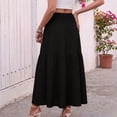 thumbnail image 3 of JIRNYORLL Womens Smocked Tiered Maxi Skirt with Pockets Drawstring Elastic High Waisted A Line Long Skirts, Black L, 3 of 6