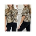 thumbnail image 2 of Suagox Women Summer Basic T-Shirt Casual Solid Color/Leopard Print Tie Front Short Sleeve Tops for Streetwear Aesthetic Clothes, 2 of 10