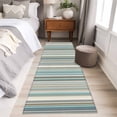 thumbnail image 4 of Light Blue Striped 2'x6' Runner Rugs for Hallway Kitchen Bedside Non Slip, Farmhouse Thin Line Modern Abstract Art Entryway Rug Runners with Rubber Backing, Long Carpet Runner for Laundry Room, 4 of 8