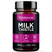 Milk Thistle Silymarin 30x Extract Supplement (Standardized 30:1) by Phi Naturals | 150 mg Per Capsule - 120 Capsules | Supports Liver Cleanse, Detox and more