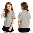 thumbnail image 4 of Polo Shirt for Boys Girls Lightweight Quick Dry Short Sleeve Lapel Golf T-Shirt Back To School Casual Print School Uniform T-Shirts Gray 11-12 Years, 4 of 5