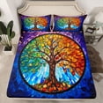 thumbnail image 2 of Homewish Tree Of Life Twin Sheet Sets,Modern Aesthetic Art Twin Fitted Sheet,Retro Bohemain Style Flat Sheet For Men Women,Luxury Bedroom Decor,3 Pieces, 2 of 7