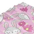 Shower Curtain, Cute Cartoon Rabbit Flower Pink Waterproof Fabric
