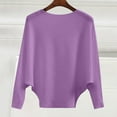 thumbnail image 3 of Comdrip Fall Sweater, Women's Autumn and Winter Fasion off The Shoulder Long Sleeve Sleeve one Word Collar Sweater Knitted Solid Color Pullover Sweaters for Women Purple 5XL, 3 of 6