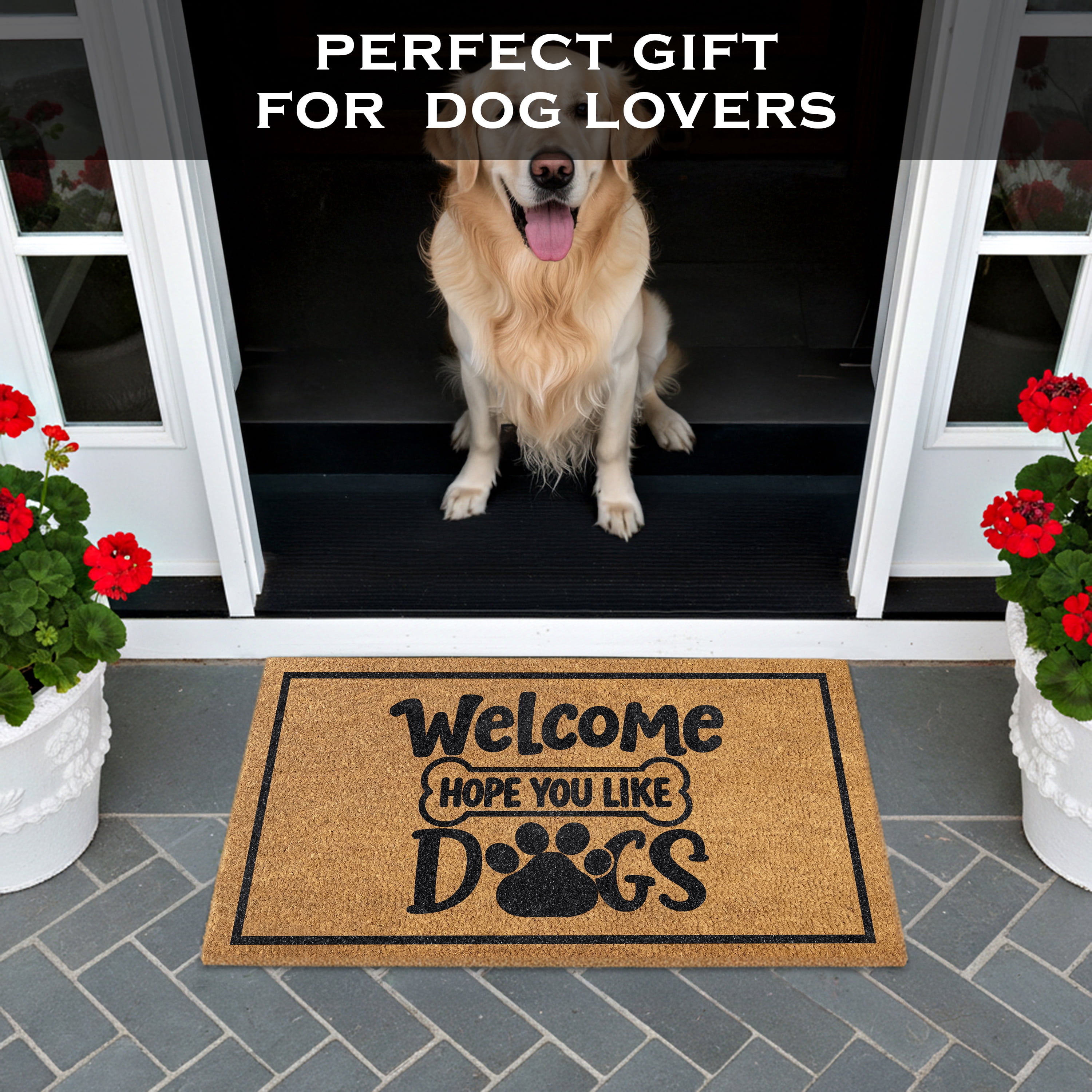 MAINEVENT Hope You Like Dogs Doormat 30x17 Inch, Funny Outdoor Welcome Mat for Outside