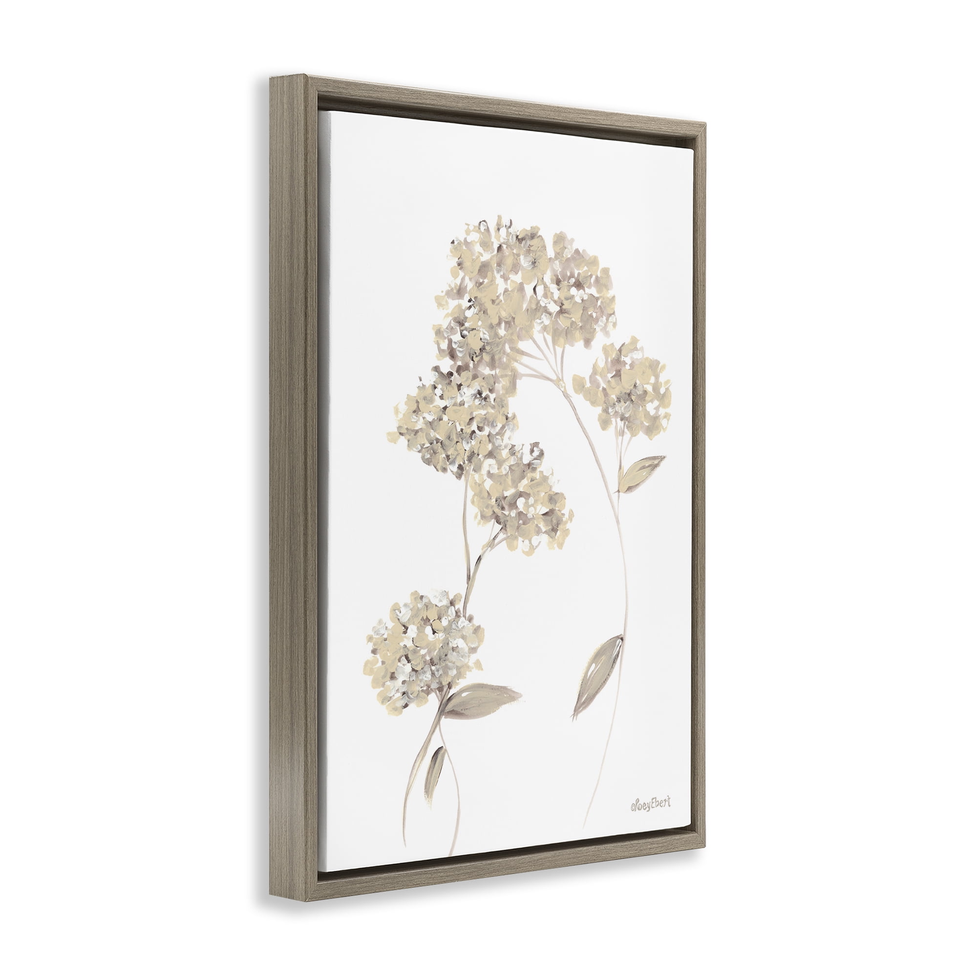 Stupell Industries Neutral Geranium Florets Botanical & Floral Painting Brown Floater Framed Art Print Wall Art, 21 x 31