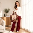 thumbnail image 4 of Christmas Quilted Tote Bag, Stitched Quilt Craft Holiday Tote, Durable Polyester Shopping Bag, Thoughtful Holiday Gift Option For Family And Friends, 1Pcs,Santa Claus, 4 of 5