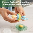 thumbnail image 4 of Baby Fruit Food Feeder & Mini Freezer Nibble Tray Combo, Breastmilk Popsicle Molds for Cooling Relief, BPA Free Silicone Feeder for Safe Infant Self Feeding, 4 Month+ (Pea Green), 4 of 7