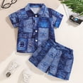 thumbnail image 2 of Pimfylm Toddler Baby Boy Summer Outfit,Designer Kids Clothes Boys Comfortable And Breathable Short Sleeved Twopiece Set With Cute Cartoon Prints, 2 of 6