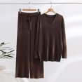 thumbnail image 2 of Besolor Womens 2 Piece Sweater Set Outfits V Neck Long Sleeve Knit Sweater and Wide Leg Pants Lounge Sets Tracksuit, 2 of 9